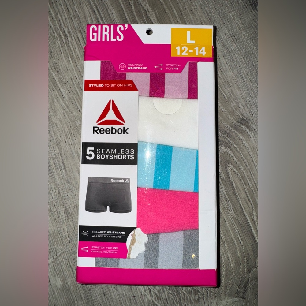 Reebok Girl’s L 12-14 Seamless Boyshorts - 5 Pack NIP